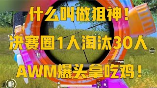 和平精英：什么叫做狙神！决赛圈1人淘汰30人，AWM爆头拿吃鸡！