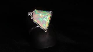 Faceted Welo Ethiopian Opal Ring 7.09 Carats