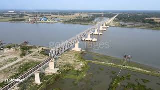 Aerial View of Rupsha Rail Bridge, Khulna. Rupsha Railway Bridge. Mega Projects of Bangladesh.