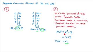 How to find the HCF, Highest Common Factor, using Prime Factorization