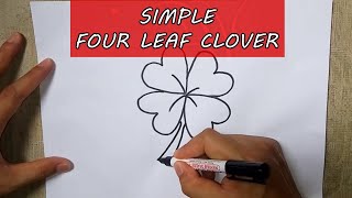 How to Draw a Four Leaf Clover Sketch Step by Step – Easy Outline Drawing Tutorial for Beginners