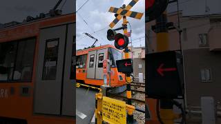 踏切 電車 鉄道 東急世田谷線 松原3号 東急300系 railroad crossing japan