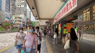 香港佐敦街头现状，街道上人来人往的，真热闹啊