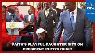 Faith Kipyegon's playful daughter sits on President Ruto's chair