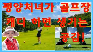 [golf1] 평양처녀가 난생처음 골프장 에서 공감, 충격! Why is it hard for a golf course caddie in Korea?