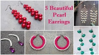 5 DIY Pearl Earrings | How To Make Pearl Earrings At Home | Dangle Earrings Tutorial | Creation&you