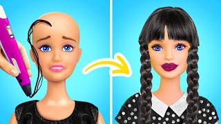 RICH vs POOR Wednesday Doll Makeover 🖤💘 *DIY Hacks for Beauty Transformation *