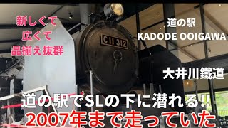 【初体験】道の駅で蒸気機関車の下に潜りこむ‼️品揃えも抜群👍KADODE OOIGAWAぜひみてね😆#道の駅#蒸気機関車#おすすめ