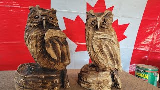 Carving Some kind of owls - Chainsaw.