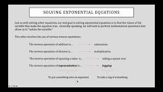 Precalculus - Chapter 3.4.1 Solving Exponential Equations