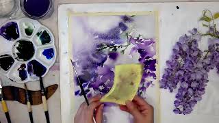 Wisteria in watercolour | No pencil | FULL TUTORIAL