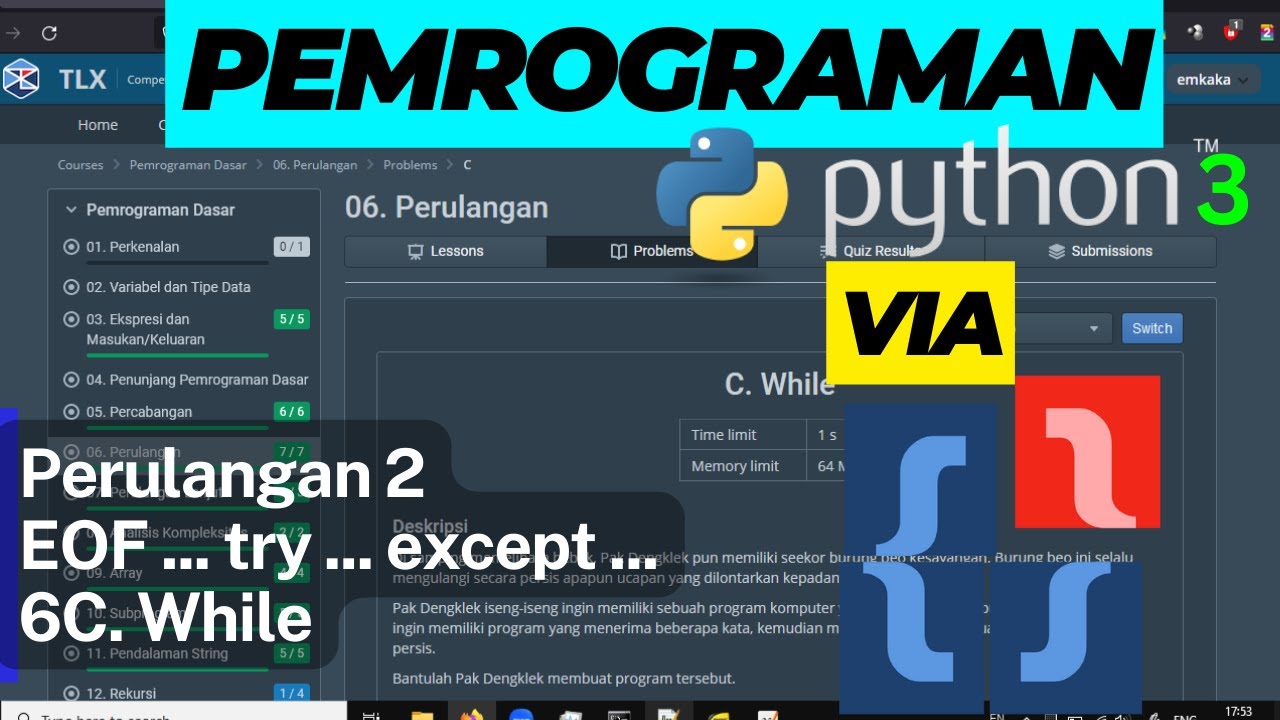 Latihan Pemrograman Dasar Python 3 Dengan Soal TLX Basic 6C While By ...