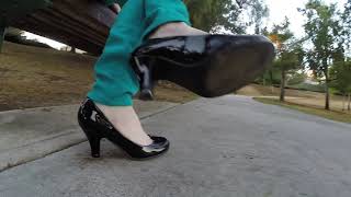 Black Patent Leather Office Heels At The Park | Her POV | WornSoleSociety