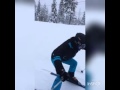 Funny crazy finnish tourist loses control in ski slope