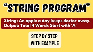 String Program To Count Words Start With 'A' | String Program Words Count