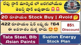 🔥Stock market లో బిగ్ Alert | 😍 20 రూపాయల స్టాక్ | 🧨Suzlon| Blb In  Telugu