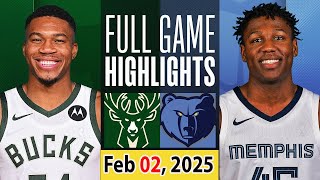 Milwaukee Bucks vs Memphis Grizzlies fullgame Qtr Feb 02 2025 Highlights | NBA SEASON