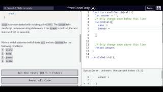 Lesson 76 | Basic JavaScript | Selecting from Many Options with Switch Statements
