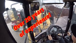 Experienced loader operator cab view. Caterpillar 924G