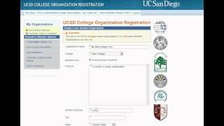 UCSD College Organization Registration