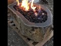 Natural Stone Gas Fire Pit burning natural gas, Test #2