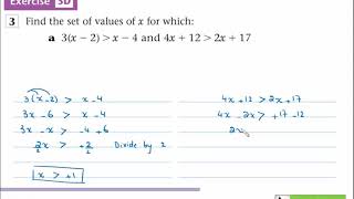 Find the set of values of x for inequality Math AS