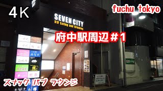 4K【夜の府中駅周辺をぶらぶら散歩Part1】【京王府中駅】府中駅北口 seven_city スナックB1F飲食店街 fuchu_tokyo