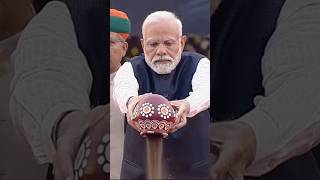 PM Modi pours soil in Amrit Kalash, puts soil teeka on his forehead at Kartavya Path