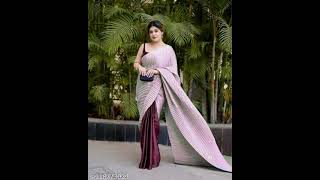 Latest new half-half concept designer crush satin saree.