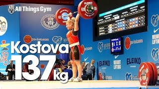 Boyanka Kostova 137kg Clean \u0026 Jerk 2015 European Championships