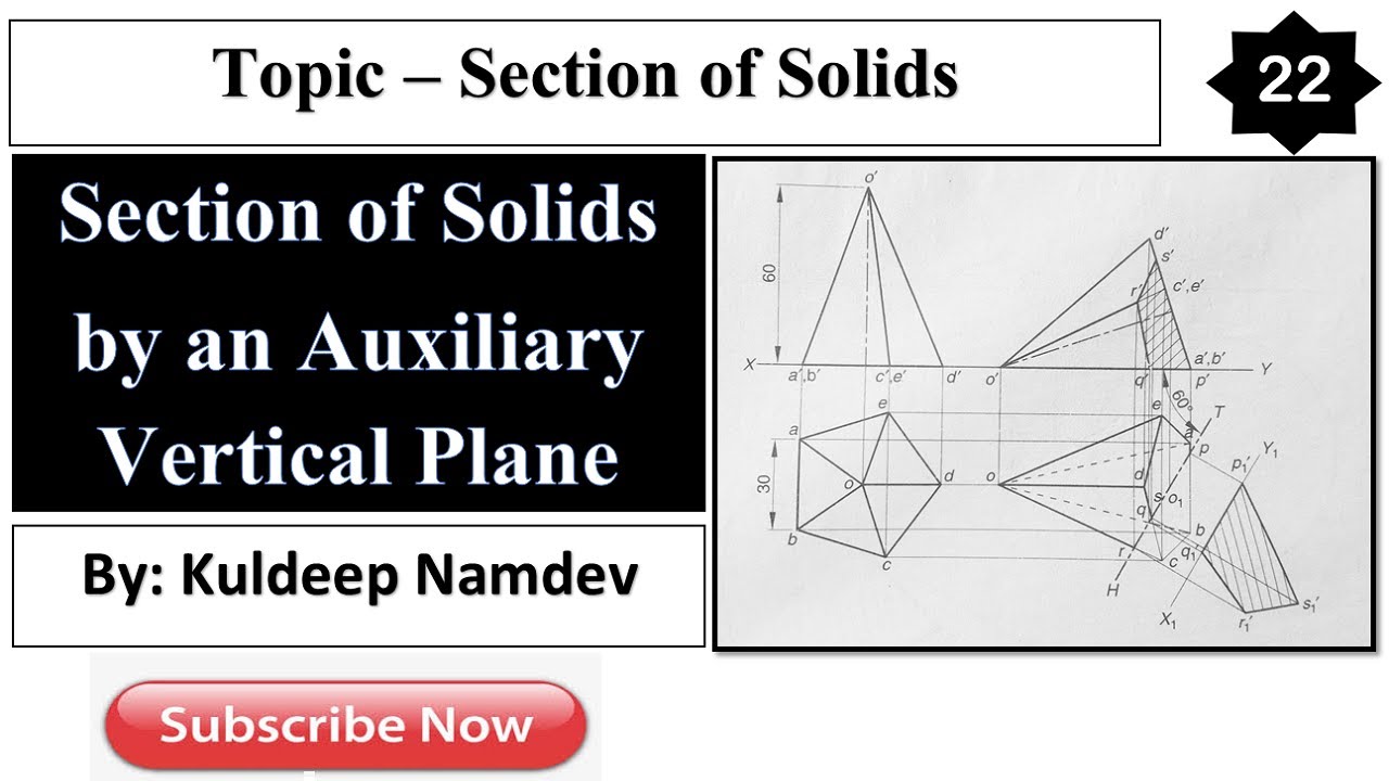 Section Of Solids(22)| Auxiliary Vertical Plane | Section Of Solids In ...