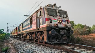 Kochuveli Shri Ganganagar Express Royapuram WAP7 Quick Acceleration On The Curve! Murdeshwar,KA