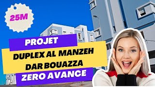 دوبليكس المنزه 25مليون  zero تسبيق داربوعزا الدارالبيضاء duplex al manzah.