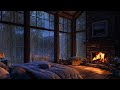 Thunderstorm, Rain & Crackling Fire in a Cozy Hut  - Nature Sounds - Sleep & Relax