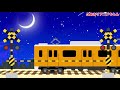 踏切アニメ★電車が通過する都会の一日（子供向け踏切アニメ）railroad crossing train animation