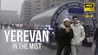 YEREVAN IN THE MIST, Armenia. Walking Tour 4K 60fps with Binaural sound