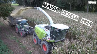 Blick von oben - Maishäckseln mit Claas Jaguar 870 - Maisfieber beim LU Baumer