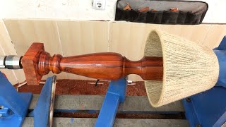 making a wooden table lamp with padauk wood