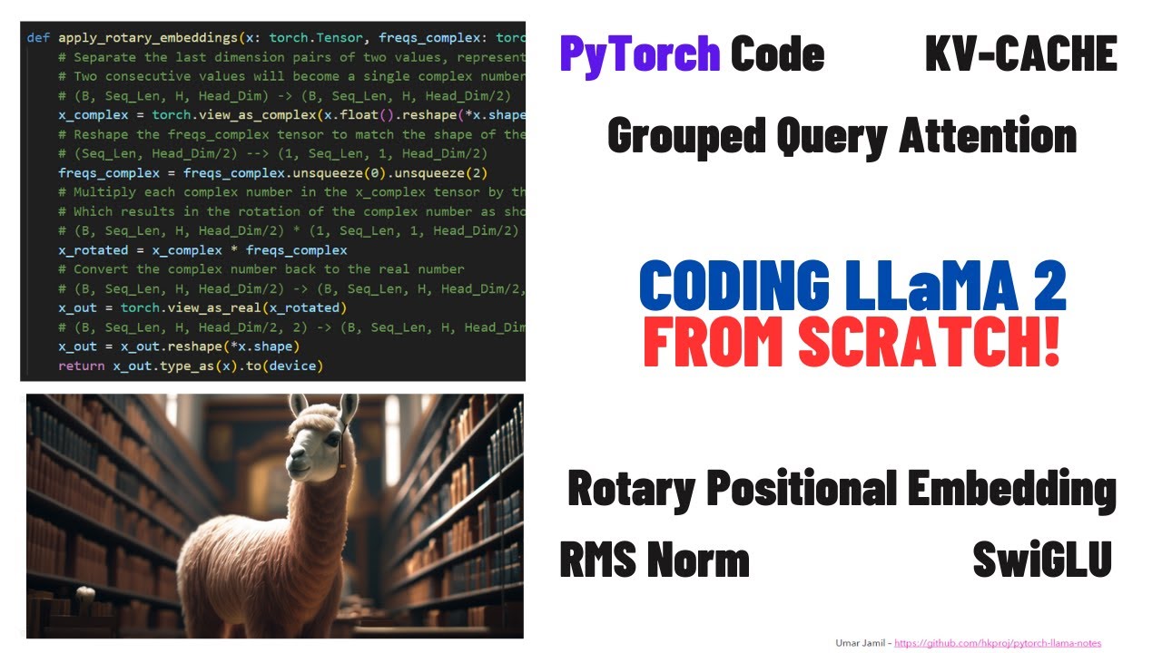 Coding LLaMA 2 From Scratch In PyTorch - KV Cache, Grouped Query ...