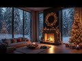 🎄 christmas vibes in a cozy snowy bedroom with crackling fireplace sounds ❄️🔥