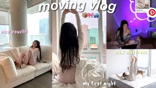 MOVING VLOG 🏙️ my first night, new couch, updates, settling in, + my pinterest a