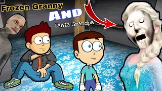 Frozen Granny And Santa Grandpa [granny chapter 2] Shiva And Kanzo Gameplay