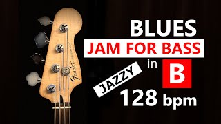 Bass Blues Backing Track in B - Jazzy (12 bar, 128 bpm)