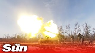 Russian forces blast Ukrainian position with self-propelled guns and Howitzers