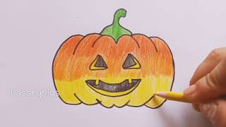 Let's to drawing and coloring Pumpkin Halloween