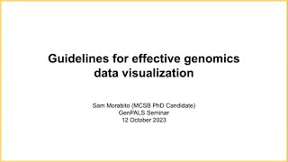 UCI GenPALS 10/12/23 Guidelines for Effective Genomics Data Visualization