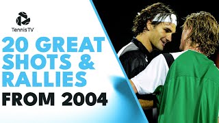 20 AMAZING ATP Tennis Shots & Rallies From 2004! (Featuring Hewitt, Federer & Agassi)