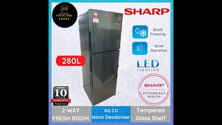 SHARP 280L 2 Door Fridge (SJ285MSS)