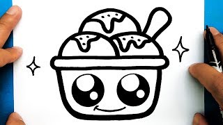HOW TO DRAW A CUTE ICE CREAM CUP,DRAW CUTE THINGS