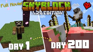 I Survived 200 Days on a Hardcore 1.20 Skyblock World with Nothing...but a Cherry Tree [FULL MOVIE]